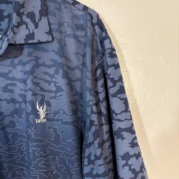 Peter Millar Polo Shirt Mens Large Blue Camo Summer Comfort Golf Performance - Picture 4 of 8